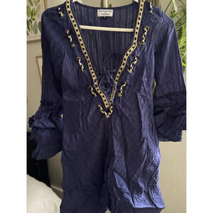 Antica Sartoria Positano Women's Size Small Beach Coverup Tunic Top Embroidered